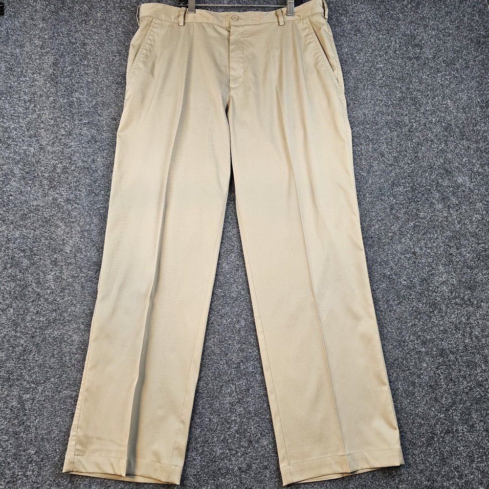 Nike Golf Dri-Fit Khaki Pants Mens 35x32 Performance Stretch Golf Casual Flat